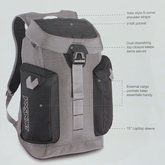 Jansport MISDEMEANOR Backpack - Black/Slate grey Shank Plaid - Picture 16 of 16